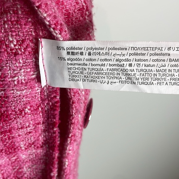 ZARA | Women’s Pink Check Woven Overshirt Oversized Size Smalll - Picture 6 of 7